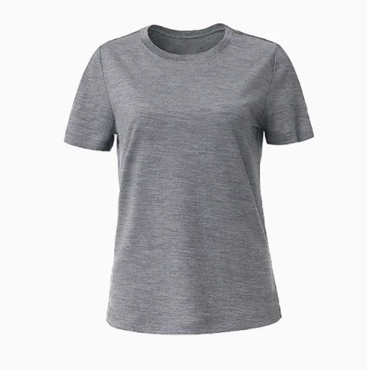 100% Merino Wool T Shirt Women Merino Wool Short Sleeve Fit Base Layer Tee Hiking Yoga Running Breathable Wicking Quick Drying