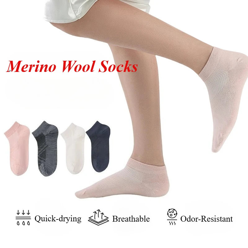 Men Women Merino Wool Ankle Socks Thin Ultra-Light Running Tennis Golf Socks 66% Merino Wool Moisture Wicking Breathable 3 Pairs