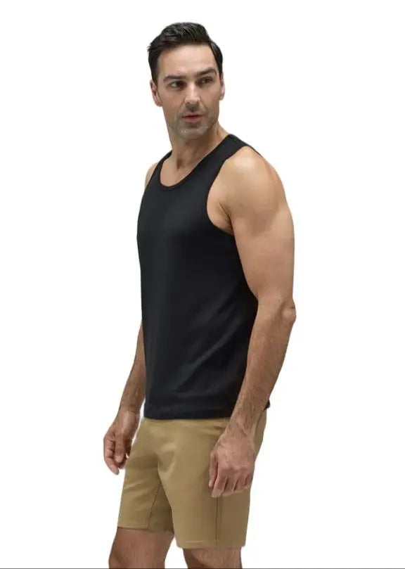 Men‘s Merino Wool Tank Top Active Merino Wool Sleeveless Undershirt Moisture Wicking Breathable Anti-Odor Lightweight Base Layer
