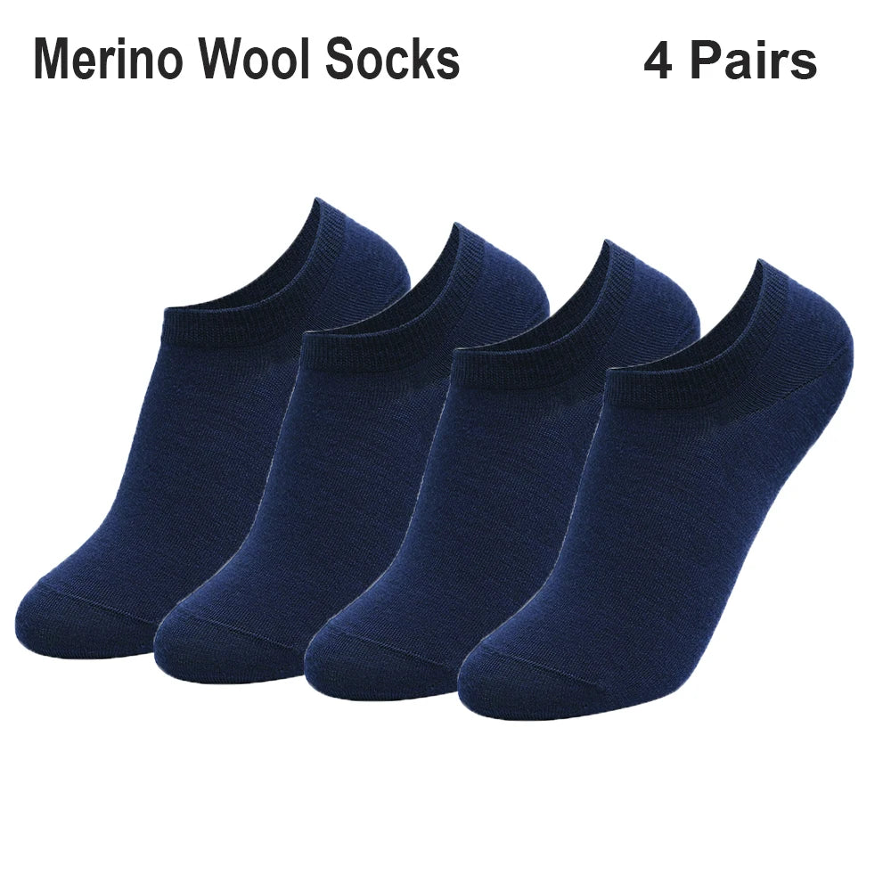 4 Pairs Unisex Merino Wool No Show Athletic Socks Merino Wool Light Running Tennis Golf Socks Everyday Light Low Cut Socks