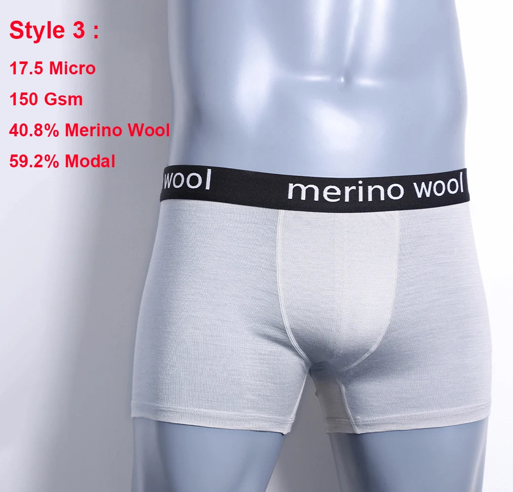 Mens Merino Wool Underwear Boxer Briefs 87% Merino Wool Boxers Soft Breathable Moisture Wicking Sports Fitness Boxershorts