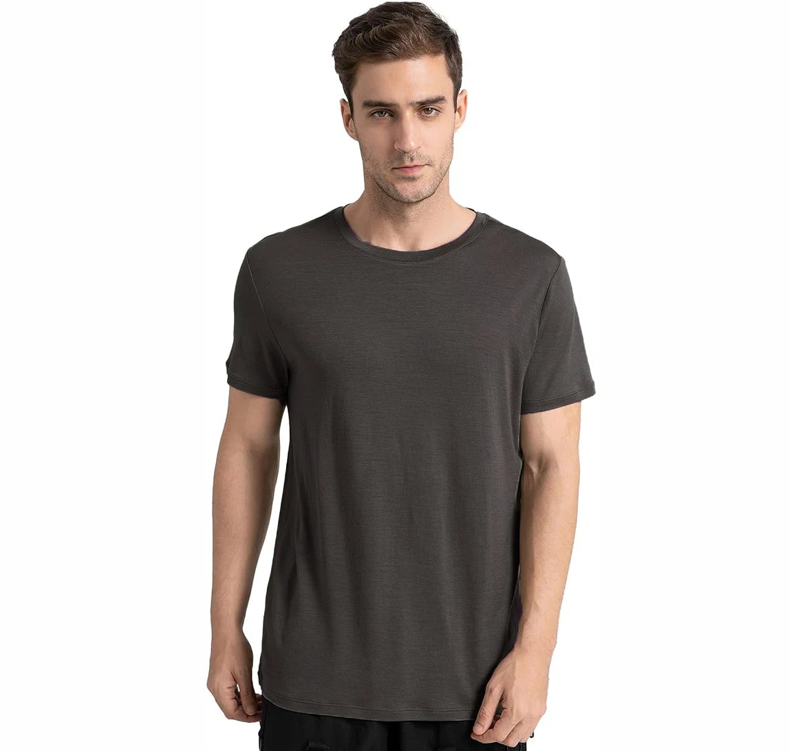 100% Merino Wool T Shirt for Men Short Sleeve Tee 170GSM Men Wool Base Layer Quick Dry Anti-Odor for Travel Hiking USA Size