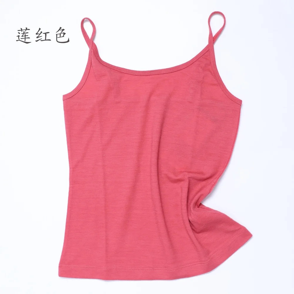 Women Merino Wool Camisole Tank 87% Merino Tank Top 150G Lightweight Sports Yoga Top Sleeveless Wicking Breathable Anti-Odor