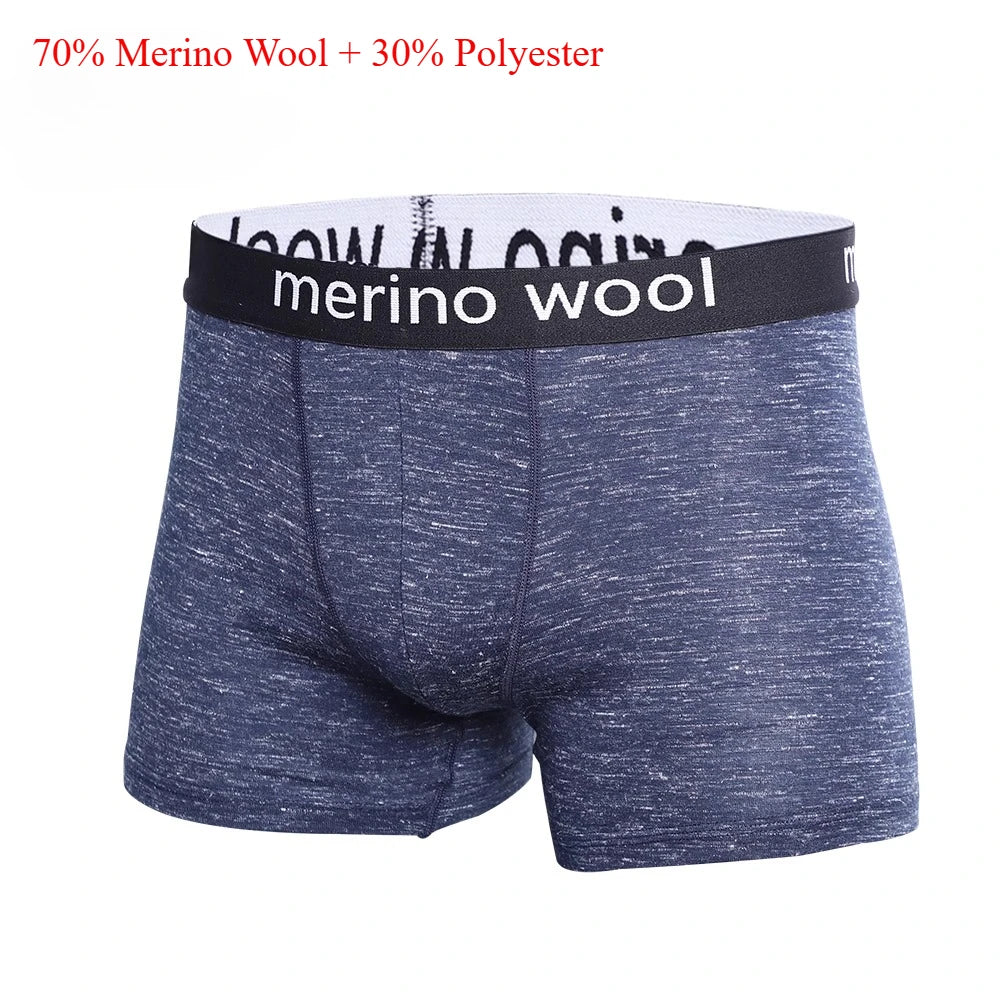 Men's Merino Wool Underwear Boxers Men Merino Wool Blend Boxer Briefs Breathable Comfortable Pouch Moisture Wicking