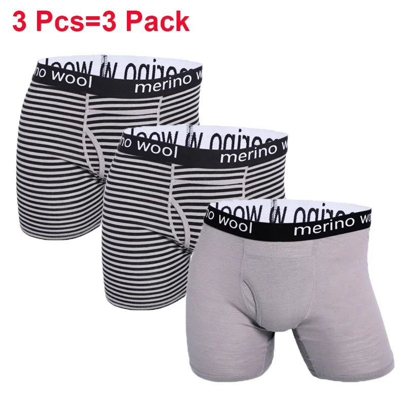 1/3 Pcs 100% Merino Wool Underwear Boxer Briefs Mens Merino Wool Man Boxers Soft Comfy Breathable Moisture Wicking USA Size