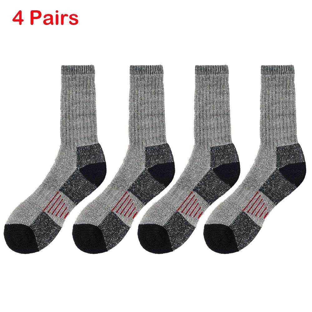 Mens Merino Wool Crew Boot Socks Winter Outdoor Thermal Warm Socks Work Hiking Running Socks Packs Euro Size 41-45