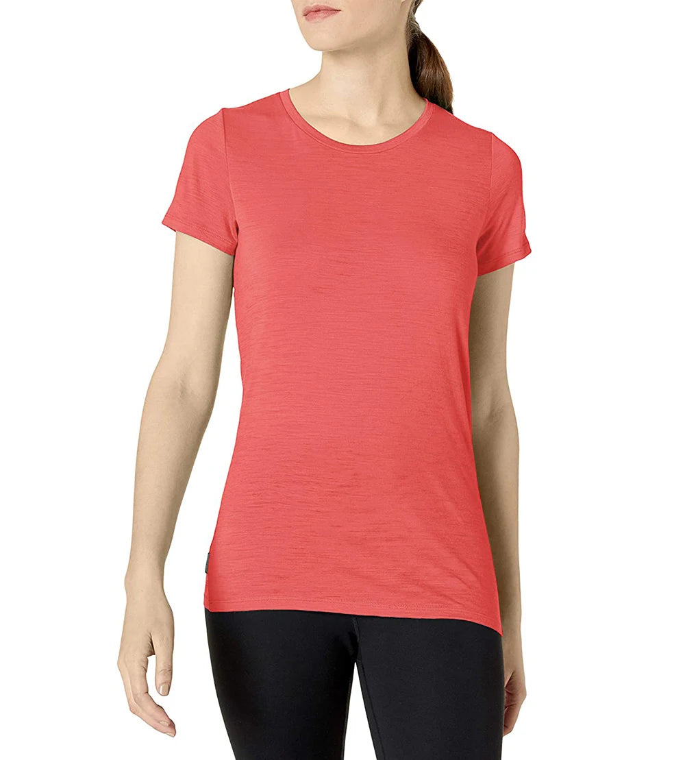 100% Merino Wool T Shirt Womens Merino Lightweight Base Layer T-Shirt Tee Womens Short Sleeve Shirts Breathable USA Size S-XXL