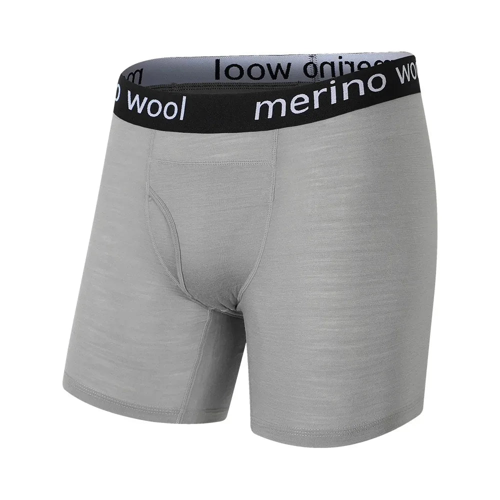 Mens Merino Wool Boxer Briefs Men 100% Merino Wool Underwear Breathable Dry Fit Comfy Sports Base Layer Boxers