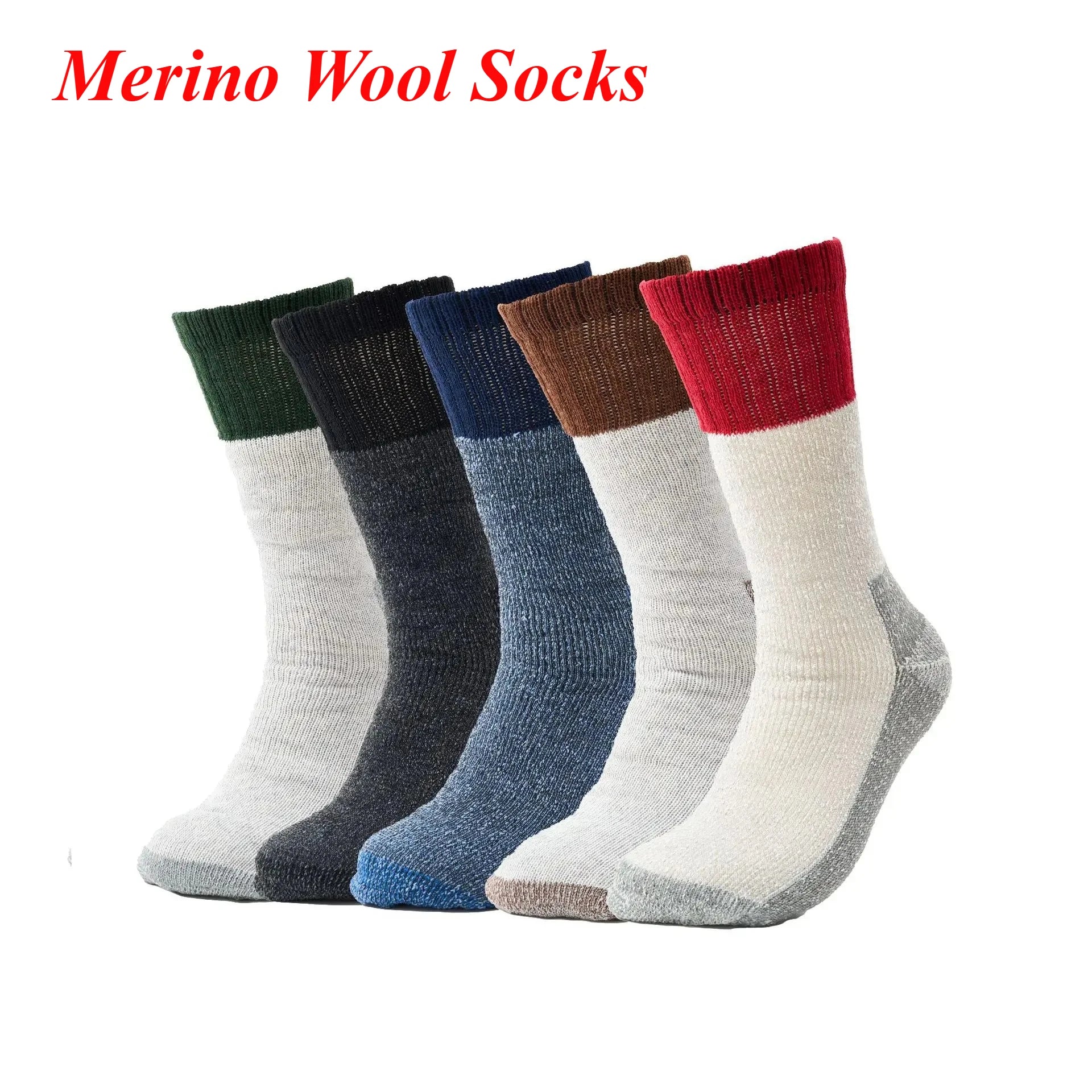 Men's Merino Wool Outdoor Hiking Socks Crew Socks Winter Thick Thermal Boot Socks Moisture Wicking Breathable Euro Size 41-46