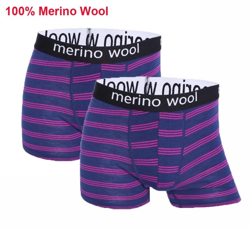 Men 100% Merino Wool Boxer Briefs Merino Wool Underwear Boxer Shorts Everyday Soft Breathable Anti-Odor Sports Fitness Boxers