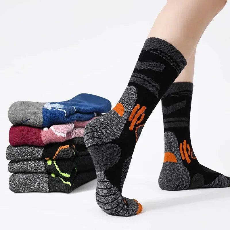 Men Women Merino Wool Socks Hiking 30% Merino Wool Warm Running Trekking Skiing Hunting Fishing Seamless Outdoor Sports Socks
