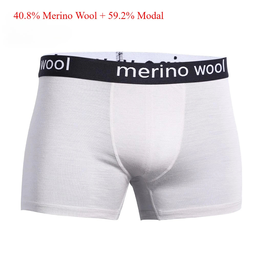 Men's Merino Wool Underwear Boxers Men Merino Wool Blend Boxer Briefs Breathable Comfortable Pouch Moisture Wicking