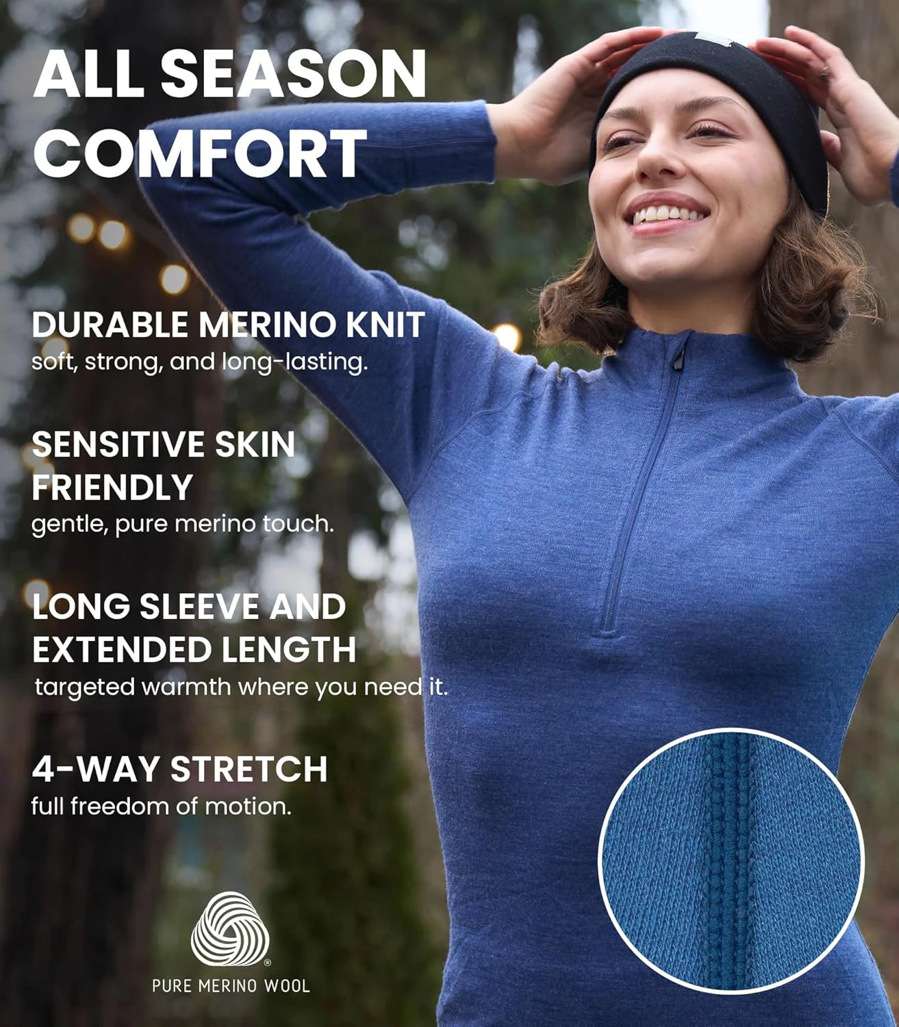Women's Merino Wool Base Layer Half Zip Sweater Women Merino Wool Long Sleeve Thermal Shirt Midweight 200G Outdoor Sports
