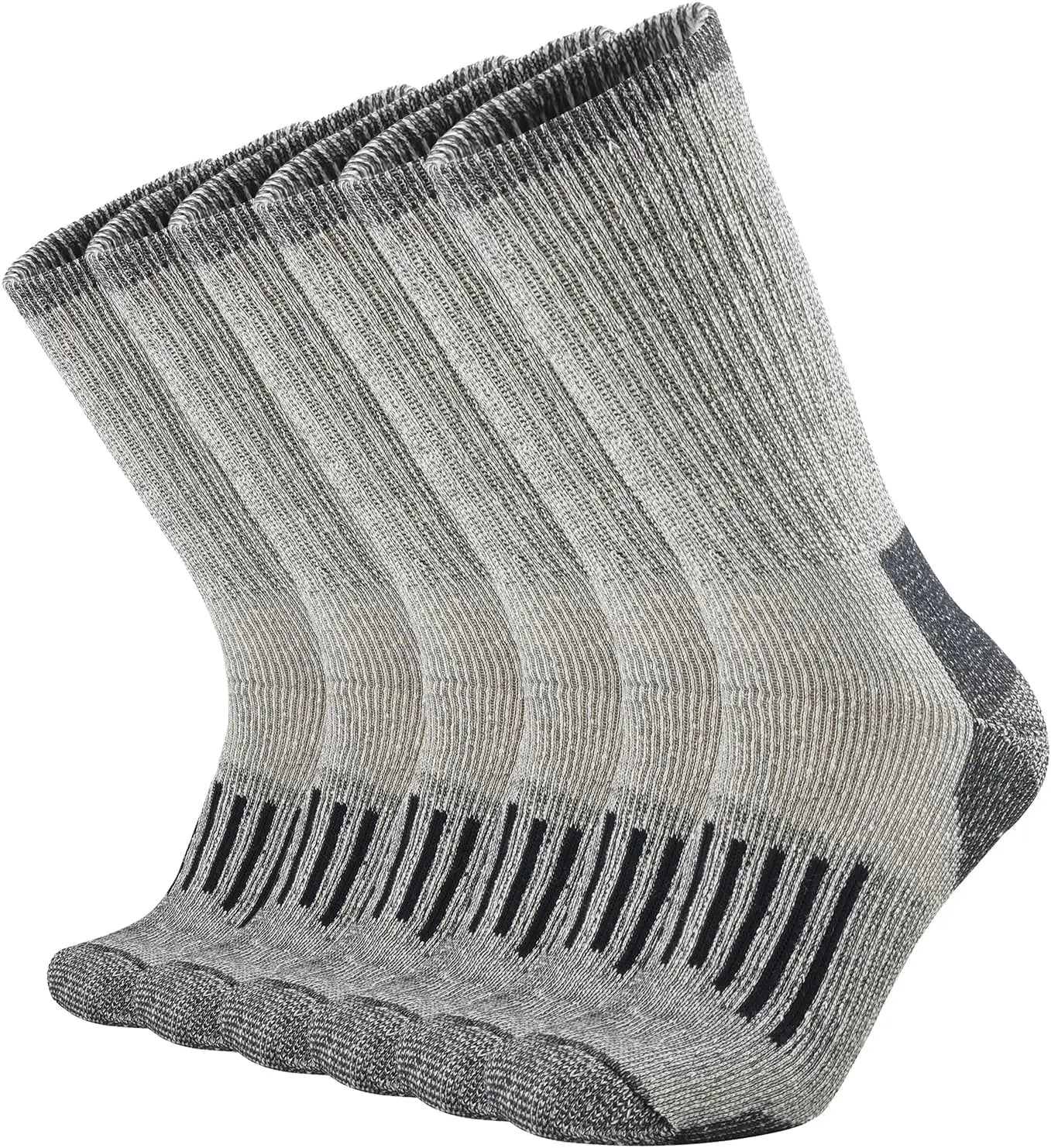 Men's 80% Merino Wool Cushion Crew Socks Moisture Wicking Control for Outdoor Hiking Work Boot Thermal Warm All Seasons