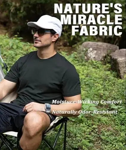 100% Merino Wool T Shirt for Men 16.5 Microns Merino Wool Base Layer Tee T-Shirt 170GSM Breathable Quick Dry Anti-Odor