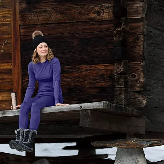 100% Merino Wool Base Layer Womens Set 180G Lightweight Merino Wool Thermal Underwear Women Top and Bottoms Long John Anti-Odor