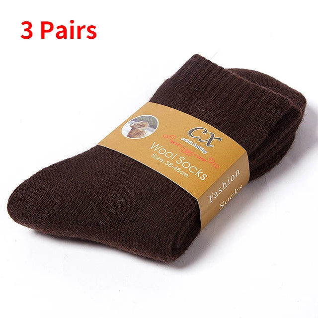 3 Pairs Unisex Wool Socks Hiking Thermal Socks Men Women Thick Warm Harajuku Socks Winter Ski Socks Sports Outdoor Breathable