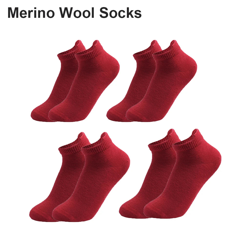 4 Pairs Merino Wool Ankle Socks Men Women Athletic Thin Running Socks Merino Everyday Socks Wicking Breathable Anti-Odor