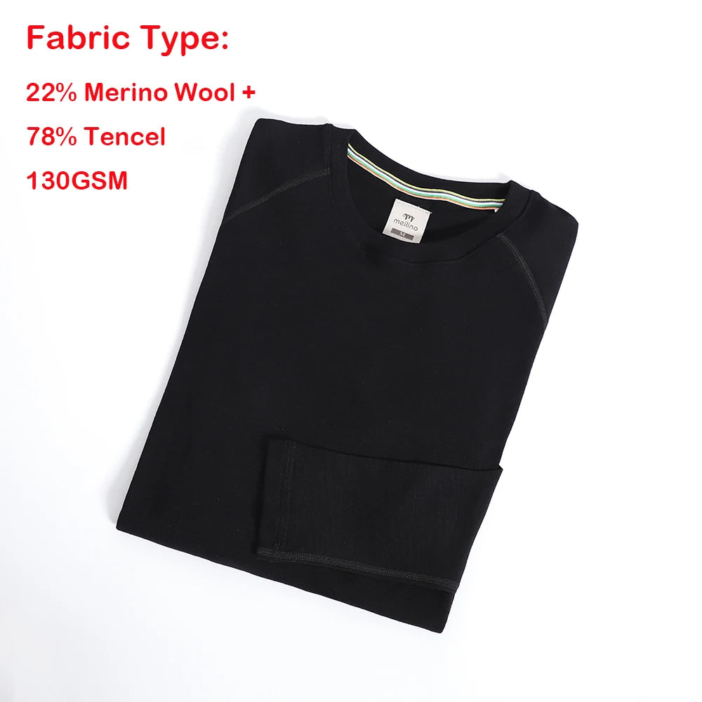 Women's Merino Wool Base Layer Shirt Lightweight Merino Wool Thermal Underwear Long Sleeve T Shirts Wicking Anti-Odor 130G