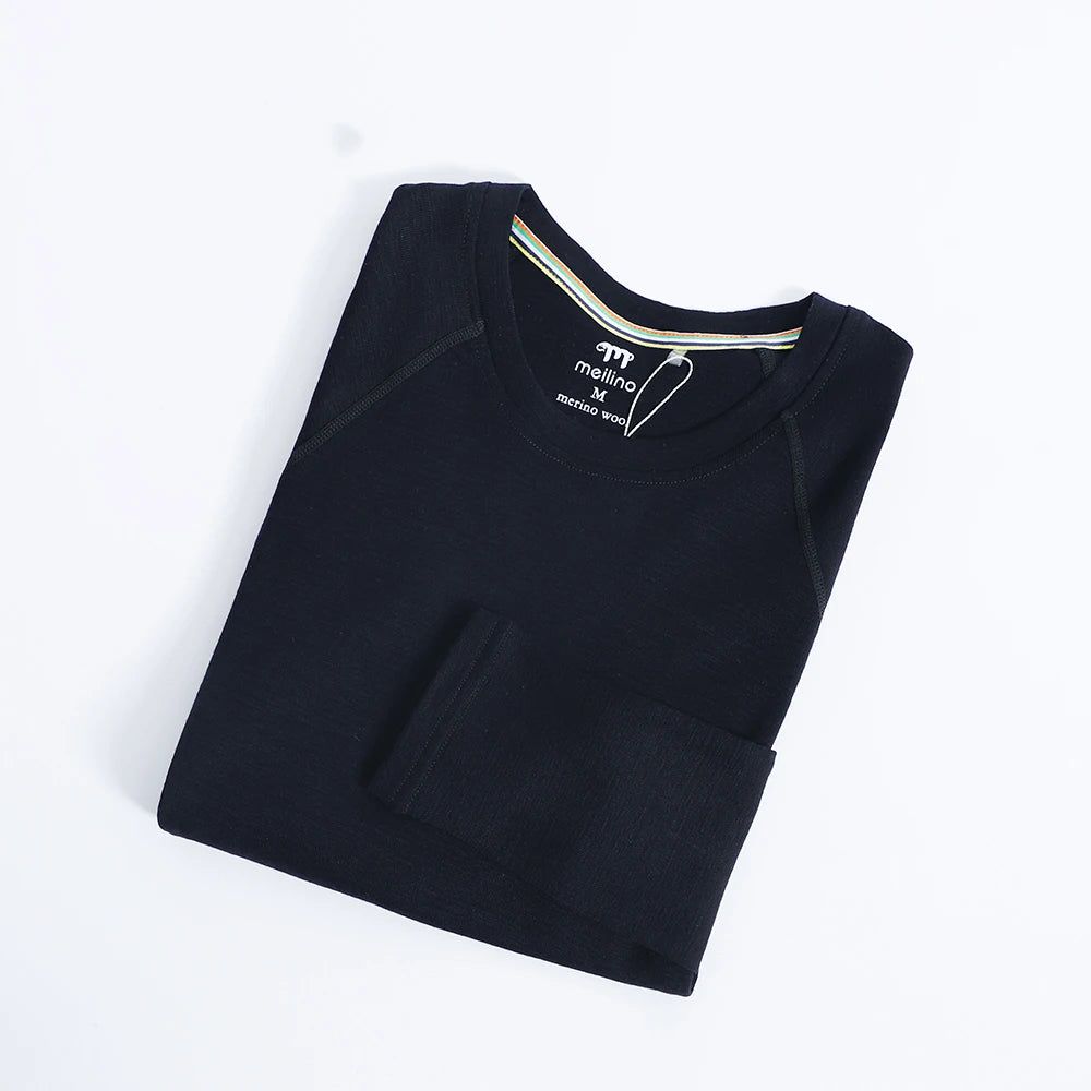 Women's 100% Merino Wool Base Layer Shirt 17.5Micro Merino Wool Thermal Underwear Long Sleeve Shirts Wicking Anti-Odor 210G