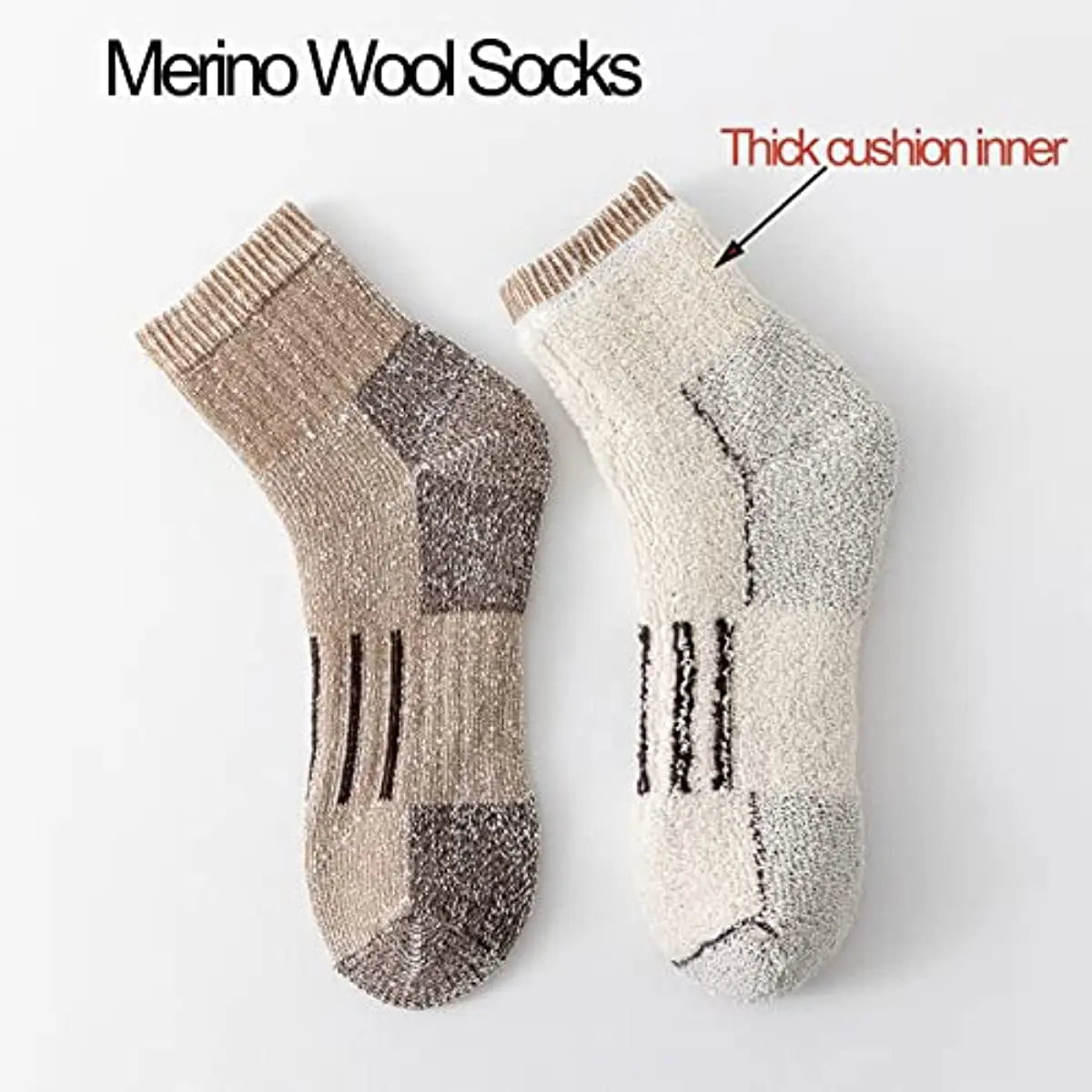 Unisex Merino Wool Ankle Hiking Socks Men Women Outdoor Thermal Warm Cushioned Quarter Sock Moisture Wicking Wool Men Socks