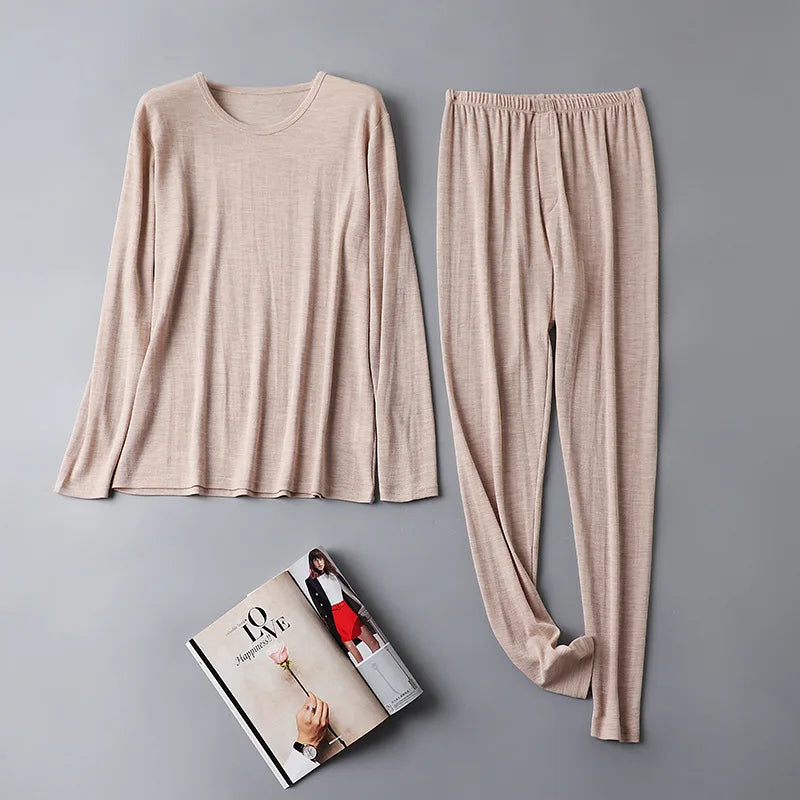 100% Merino Wool Base Layer Set Men 150G Winter Merino Wool Thermal Underwear Sets Lightweight Long Sleeve Top Bottom Pants