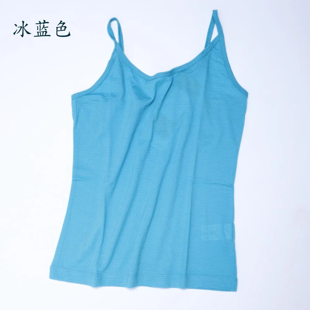 Women Merino Wool Camisole Tank 87% Merino Tank Top 150G Lightweight Sports Yoga Top Sleeveless Wicking Breathable Anti-Odor