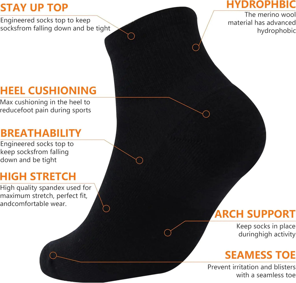 65% Merino Wool Ankle Socks Men Women Merino Wool Athletic Ultra-Light Thin Running Tennis Golf Socks Moisture Wicking