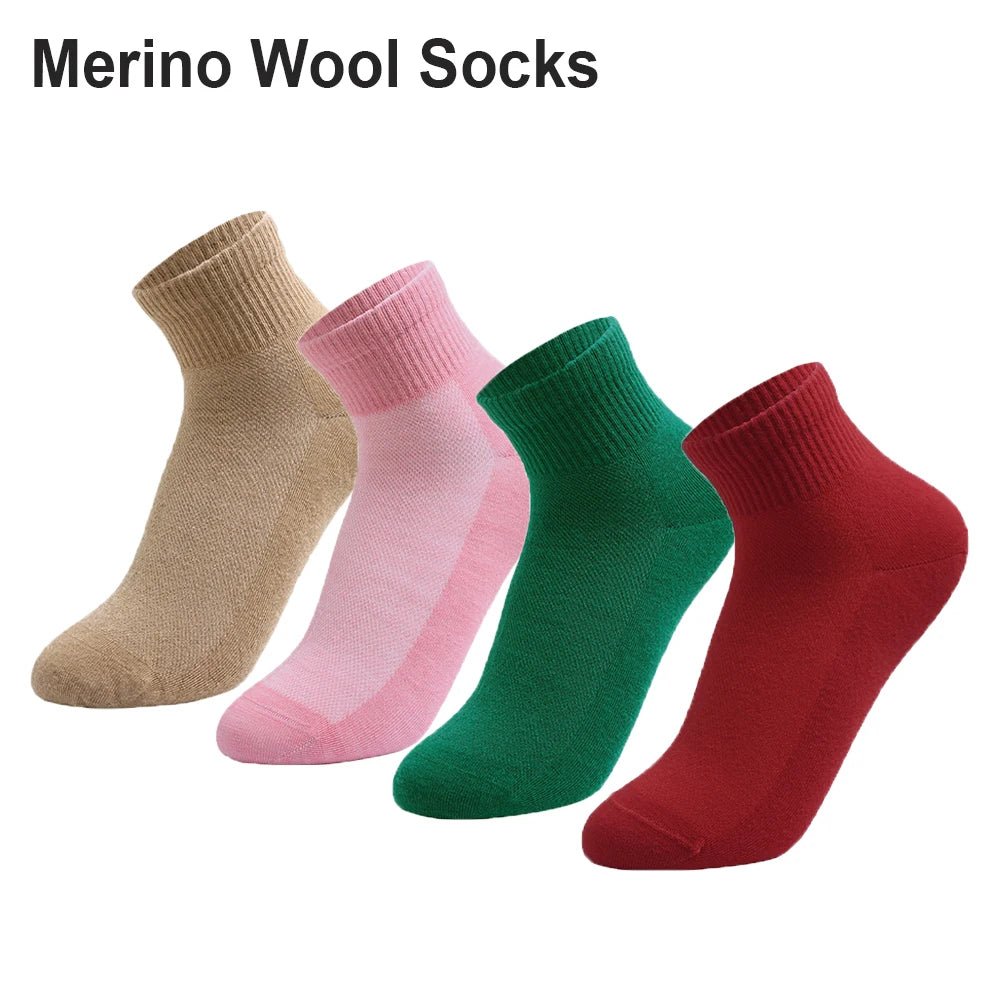 4 Pairs Men Women Merino Wool Socks Light Low Cut Sock Merino Wool Breathable Comfort Fit Thin for Running Cycling Ski Socks