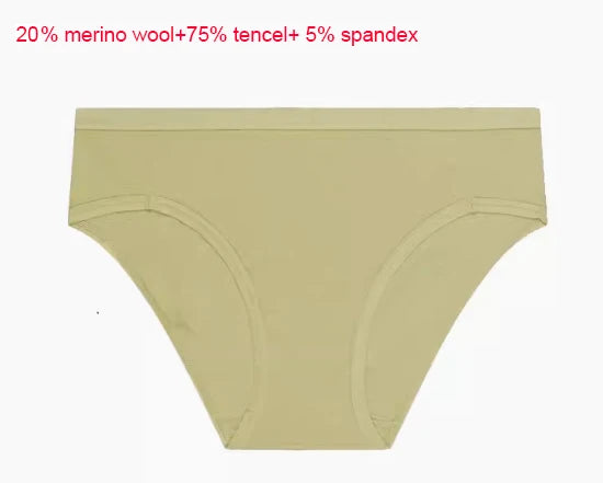 Women's Merino Wool Briefs Thin Bikini Brief Ultralight Wicking Breathable Anti-Odor Merino Wool Panties Athletic Underwear