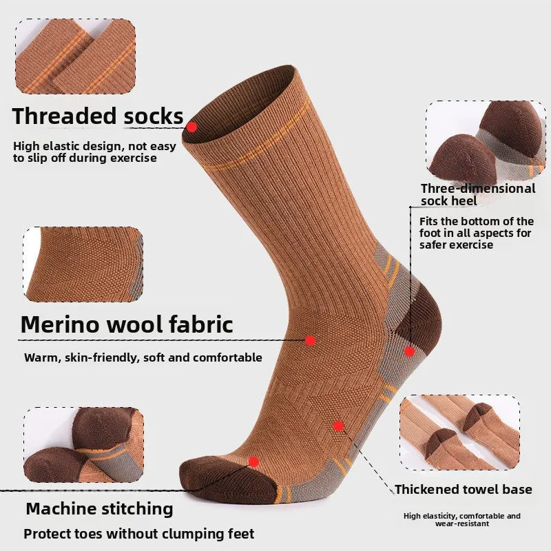 4 Pairs Merino Wool Hiking Crew Socks for Men Women Soft Lightweight Merino Wool Sports Socks Cushioned Anti-Blister Breathable