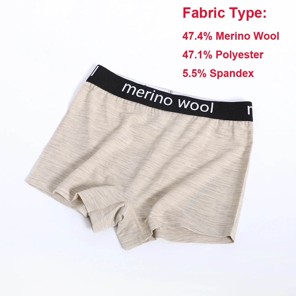 Women's Merino Wool Underwear Boxer Briefs Yoga Sweatpants Fitness Panties Wicking Quick Dry Breathable Wool Underpants