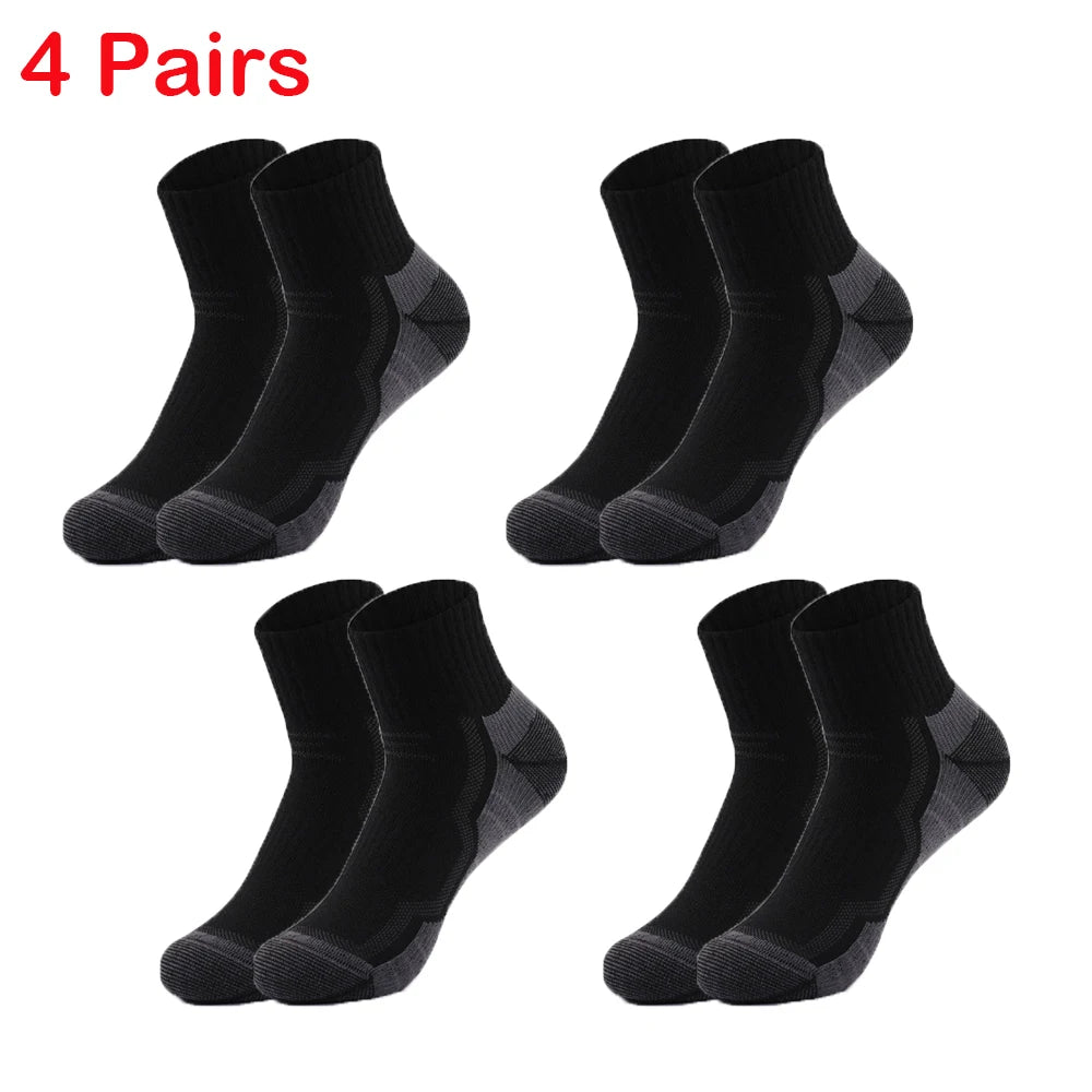 4 Pairs Merino Wool Ankle Socks Running Compression Support Thick Cushion Hiking Socks for Women Men Anti-Blister Breathable