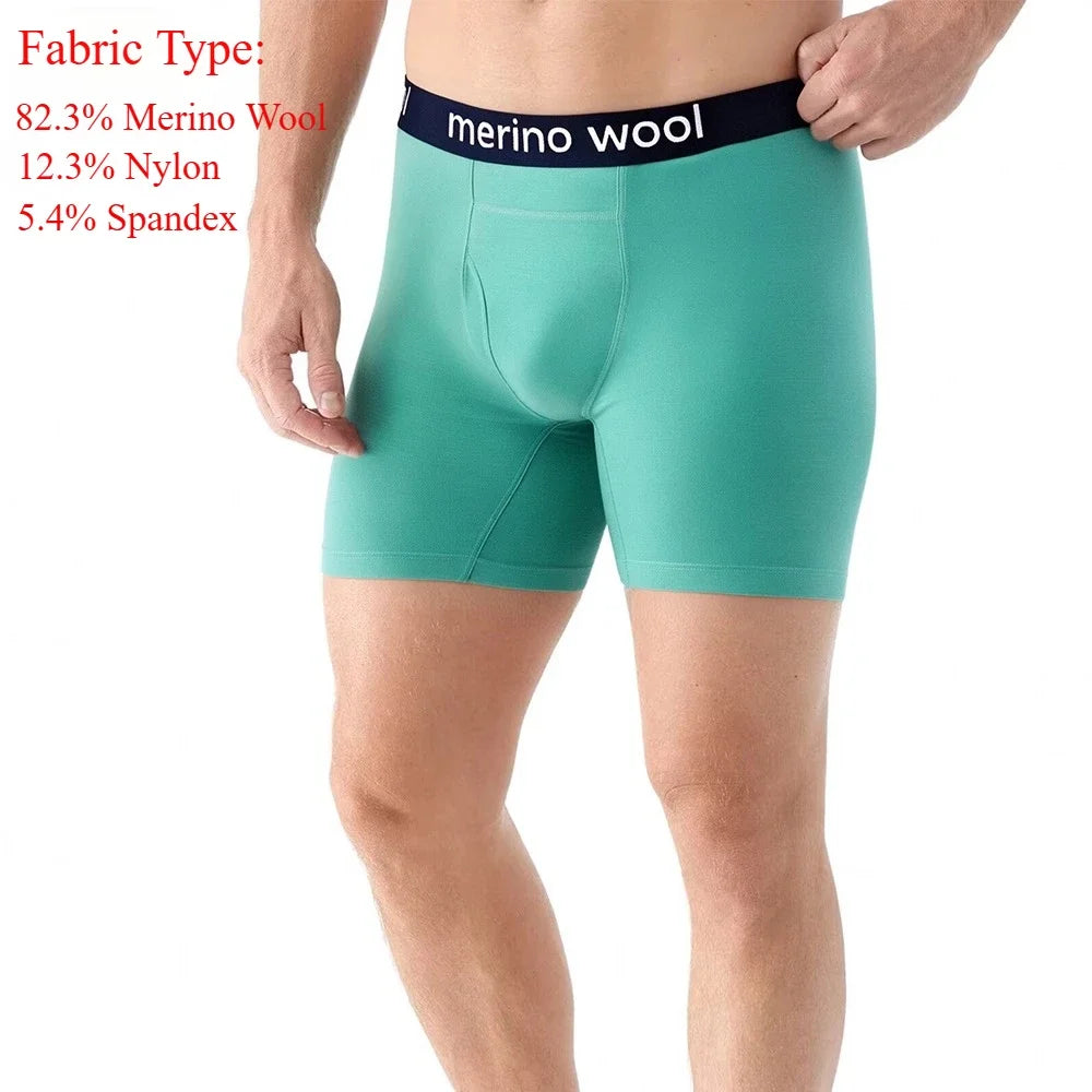Mens Merino Wool Boxer Briefs Men 100% Merino Wool Underwear Breathable Dry Fit Comfy Sports Base Layer Boxers