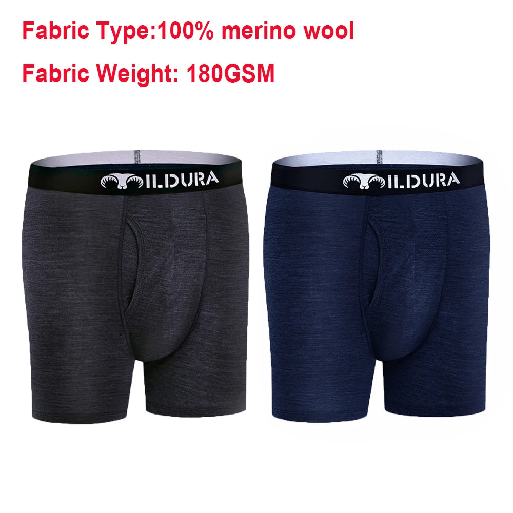 100% Merino Wool Underwear Boxer Briefs Men Merino Boxershorts Men Base Layer Underpants Soft Moisture Breathable Asian Size