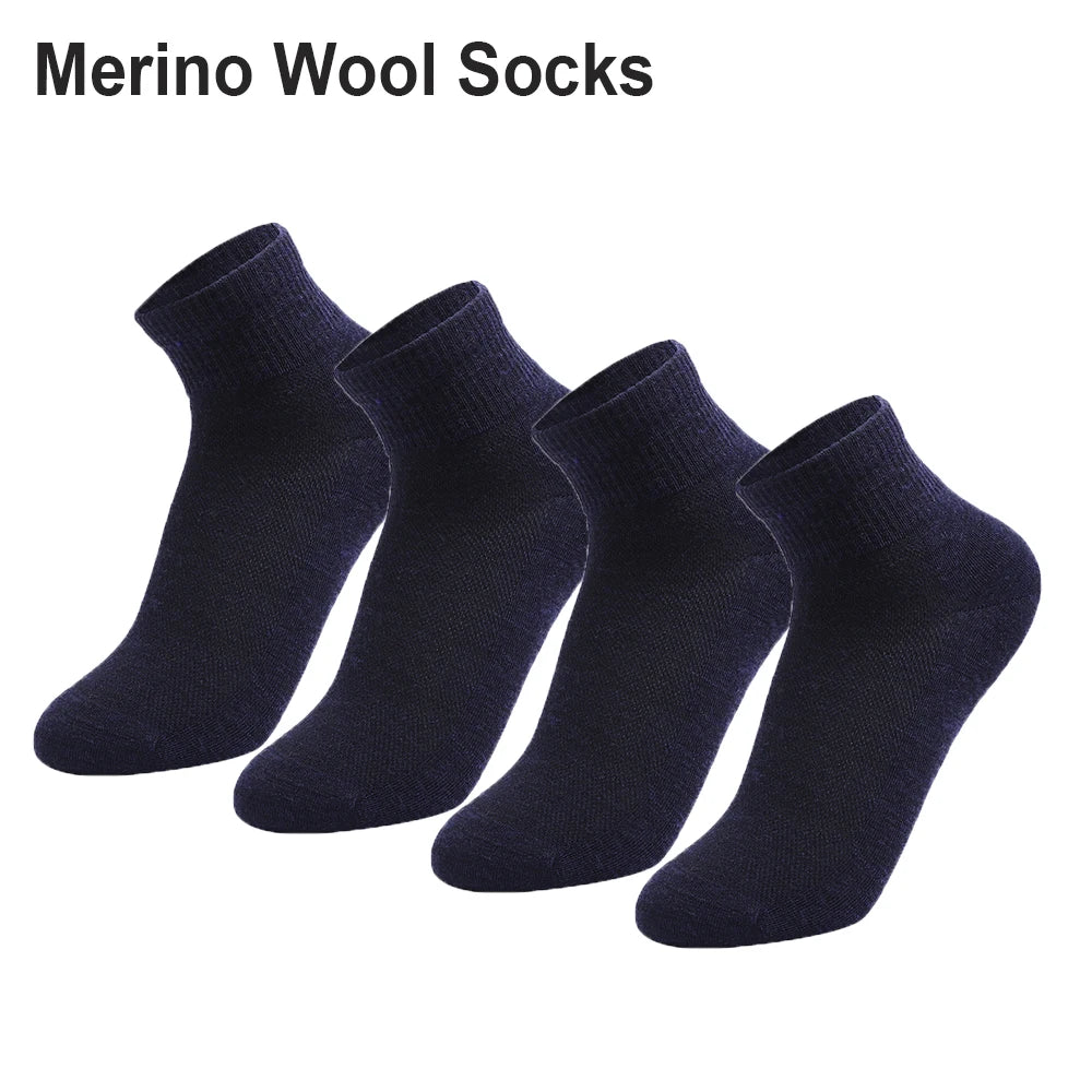 4 Pairs Men Women Merino Wool Socks Light Low Cut Sock Merino Wool Breathable Comfort Fit Thin for Running Cycling Ski Socks