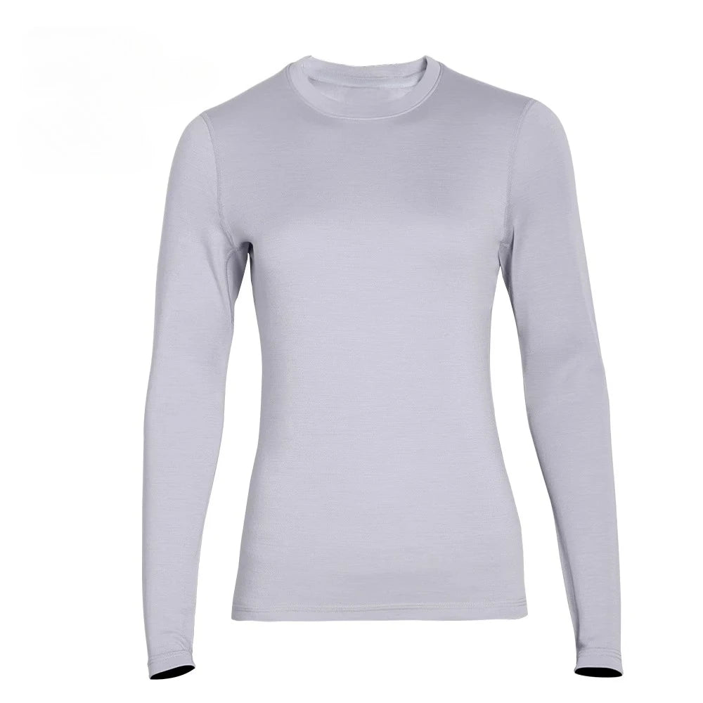 100% Merino Wool Womens 250G Midweight Merino Wool Base Layer Long Sleeve Crew Nack Thermal Underwear Tops Winter Warm