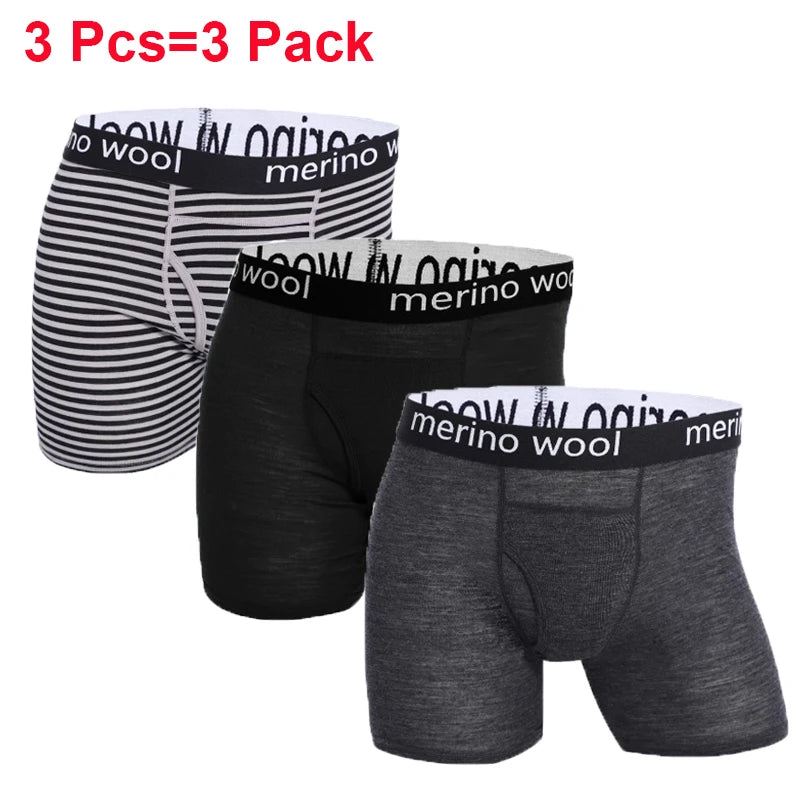 1/3 Pcs 100% Merino Wool Underwear Boxer Briefs Mens Merino Wool Man Boxers Soft Comfy Breathable Moisture Wicking USA Size