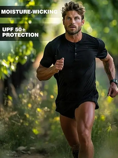 100% Merino Wool Short Sleeve Henley Shirt Mens Merino Wool T Shirts Moisture Wicking Odor Resistant Everyday Tee Top Running