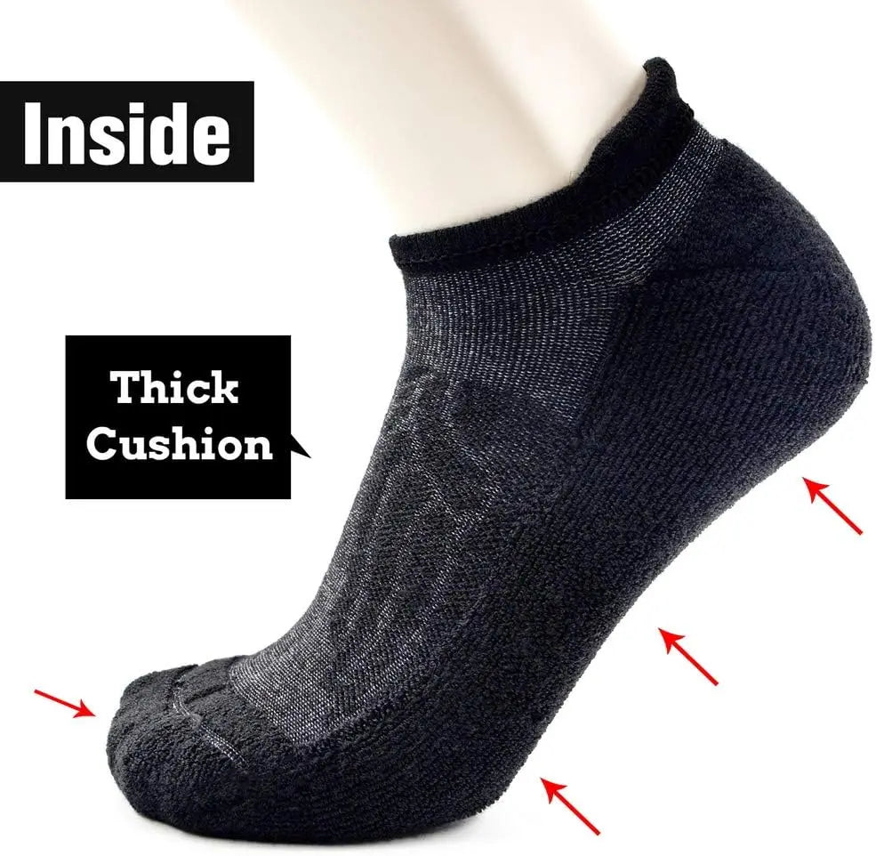 Merino Wool Compression Support Ankle Running Hiking Socks for Men Women Soft Thick Cushion Tab Socks 3 Pairs