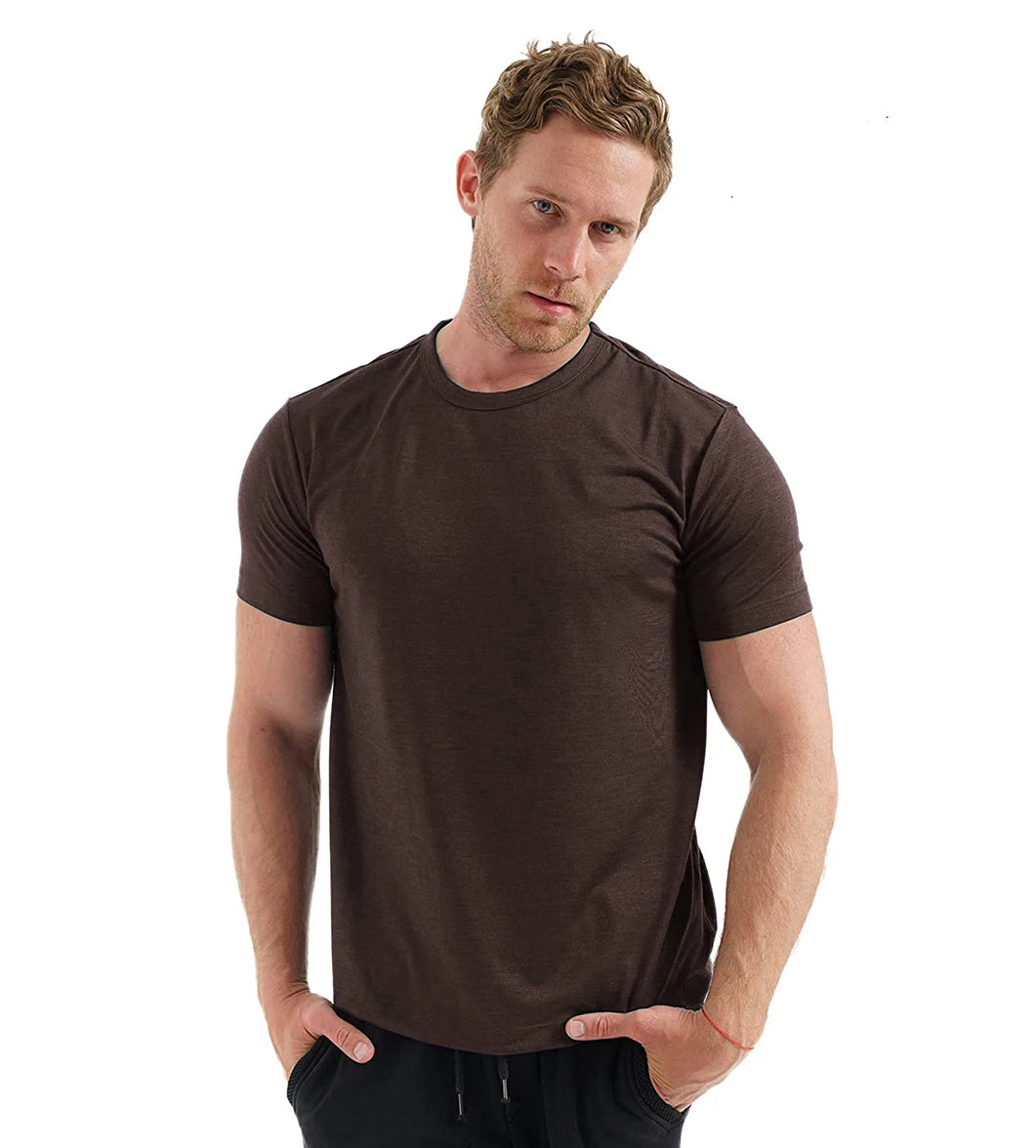 100% Superfine Merino Wool T Shirt Mens Base Layer Tee Merino Wool 180G Everyday Undershirt Wicking Breathable Anti-Odor