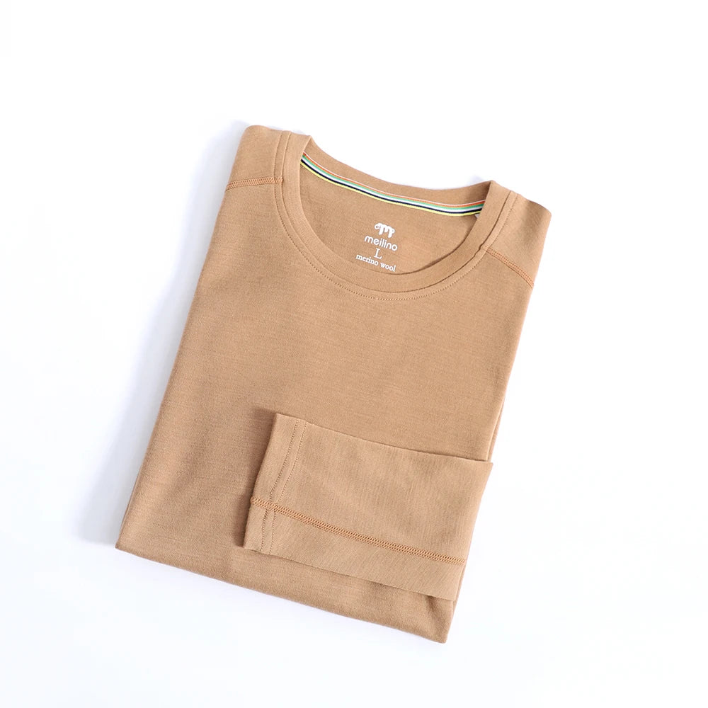 100% Merino Wool Base Layer Mens Merino Wool Shirts for Men Thermal Underwear Long Sleeve T-Shirt for Hiking Hunting 250G