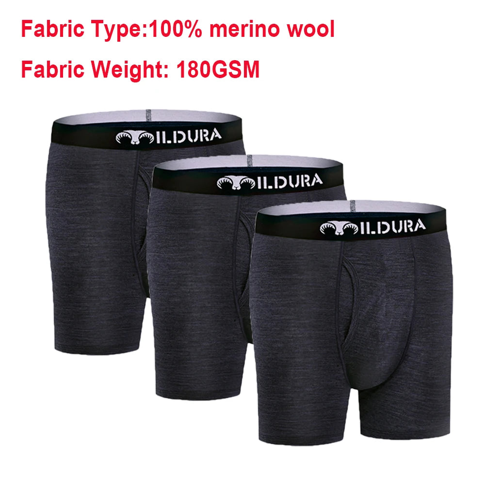 100% Merino Wool Underwear Boxer Briefs Men Merino Boxershorts Men Base Layer Underpants Soft Moisture Breathable Asian Size
