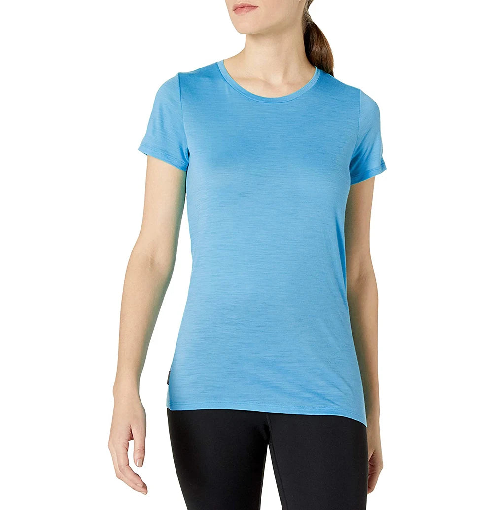 100% Merino Wool T Shirt Womens Merino Lightweight Base Layer T-Shirt Tee Womens Short Sleeve Shirts Breathable USA Size S-XXL