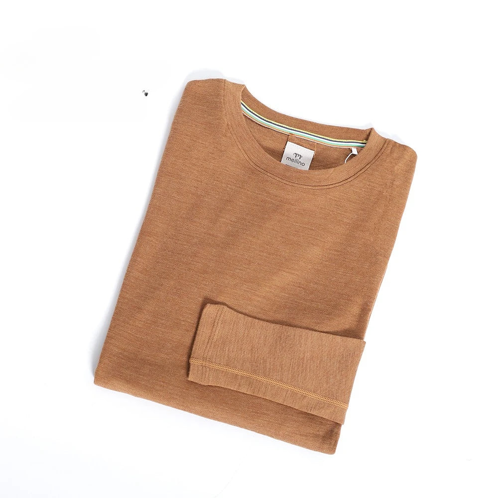 100% Merino Wool Womens Base Layer Tops Merino Wool Thermal Underwear Women 245G Merino Long Sleeve Shirts Anti-Odor Winter Warm