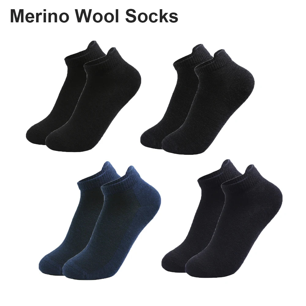 4 Pairs Merino Wool Ankle Socks Men Women Athletic Thin Running Socks Merino Everyday Socks Wicking Breathable Anti-Odor