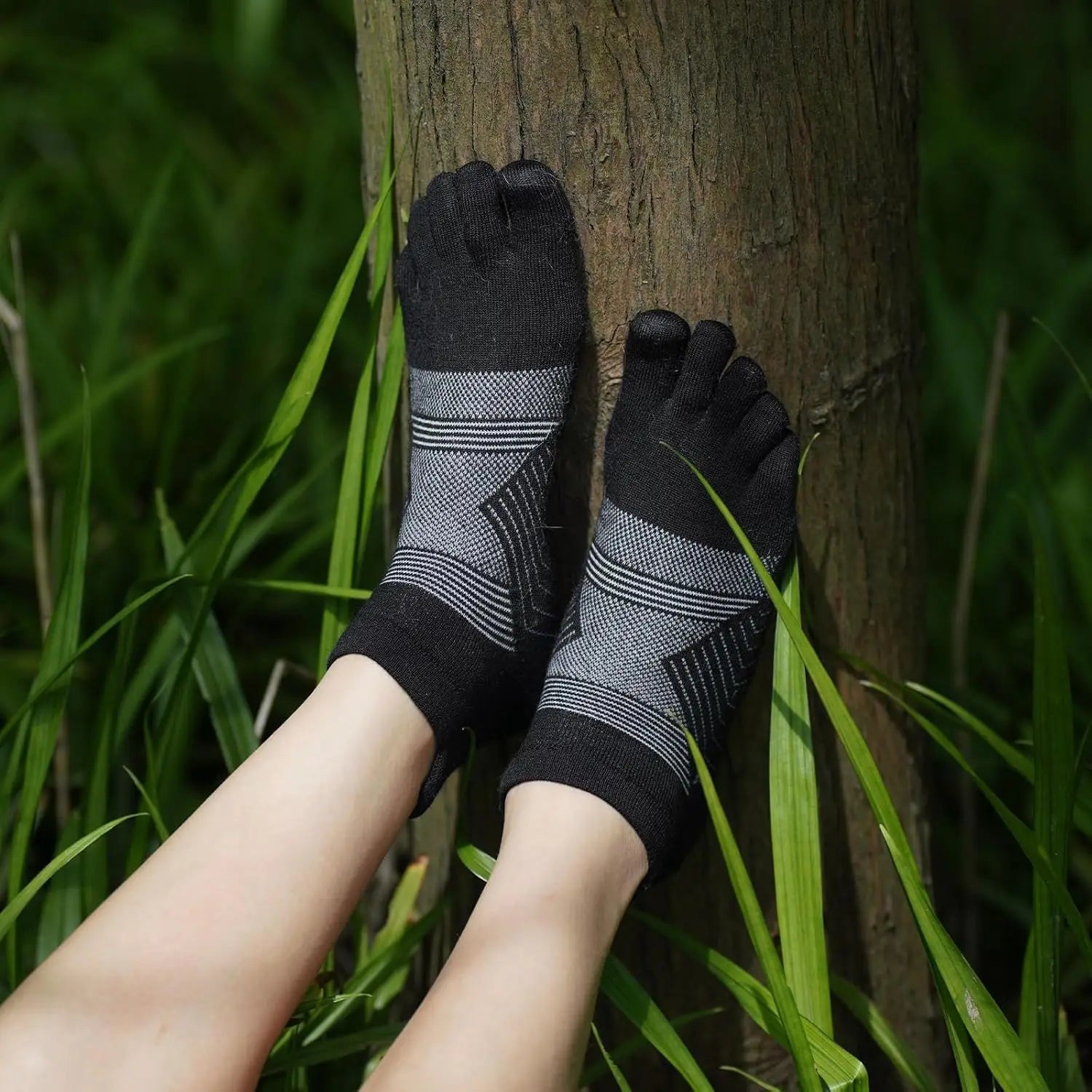 3 Pairs Merino Wool Five Toe Socks for Mens Womens Moisture Wicking Athletic Running Finger Socks Ankle Height