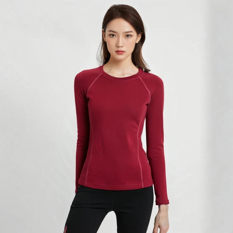Women's 100% Merino Wool Base Layer Shirt 17.5Micro Merino Wool Thermal Underwear Long Sleeve Shirts Wicking Anti-Odor 210G