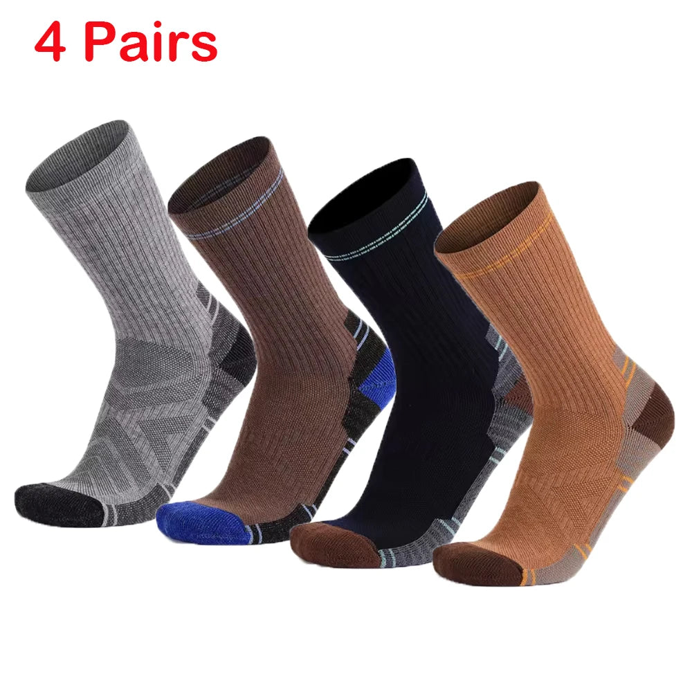 4 Pairs Merino Wool Hiking Crew Socks for Men Women Soft Lightweight Merino Wool Sports Socks Cushioned Anti-Blister Breathable