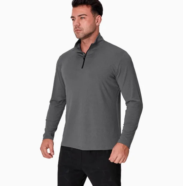 Merino Wool Men Base Layer Top 50% Merino Fit Long Sleeve Shirt 180G Lightweight Underwear Active Half Zip Sweater Quick-Dry